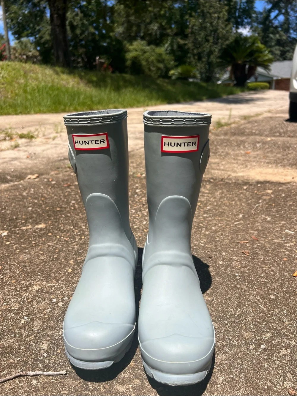 Hunter Wellington Women’s Waterproof Mid-Calf Rain Boots in Light Blue